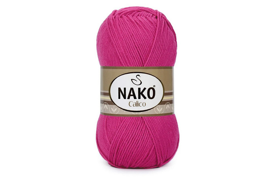 Пряжа NAKO Calico бавовна 50%, акрил 50% фуксія 245м(100гр) 04569