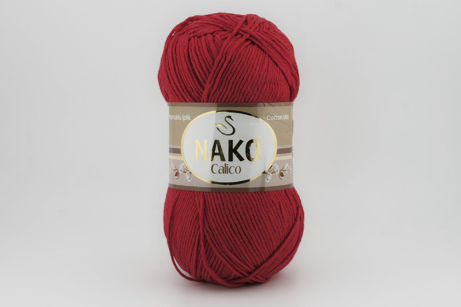 Пряжа NAKO Calico бавовна 50%, акрил 50% червоний 245м(100гр) 02209