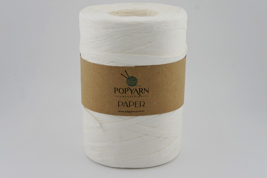 Рафія POPYARN папір перероблений 100% білий 360м(250гр)