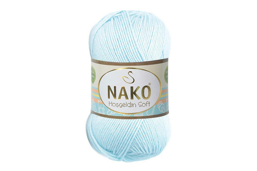Пряжа NAKO Hosgeldin soft бамбукове волокно 60%, поліамід 40% блакитний блідий 230м(100гр) 00085