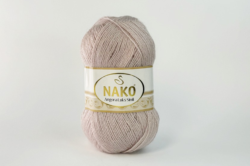 Пряжа NAKO Angora Luks Simli вовна 15%, мохер 5%, акрил 75%, металік 5% рожевий бузковий 550м(100гр) 00318