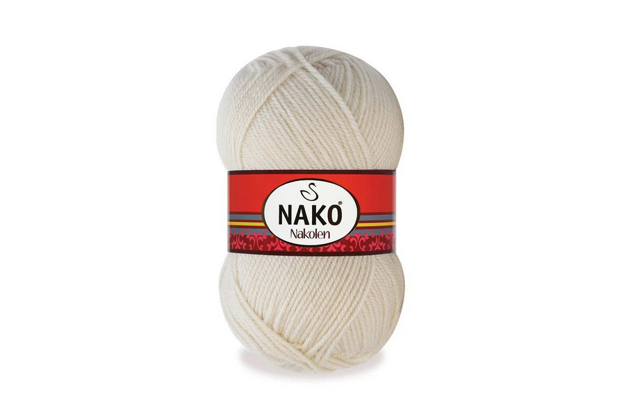 Пряжа NAKO Nakolen вовна 49%, акрил 51% молочний сірий 210м(100гр) 06383