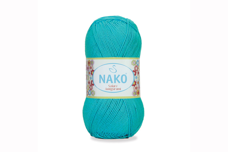 Пряжа NAKO Solare amigurumi бавовна 100% блакитний яскравий 270м(100гр) 06954