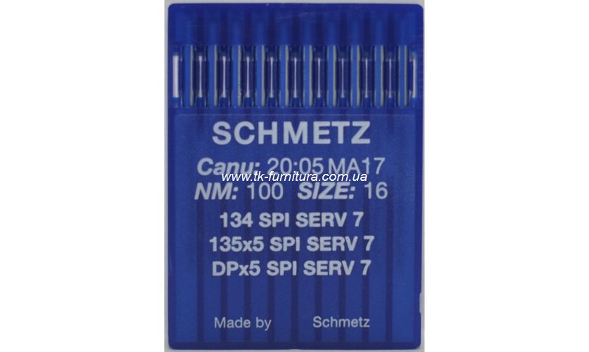 Голки універсальні №100 -SPI SCHMETZ з товстою колбою, кругле гостре вістря DPx5