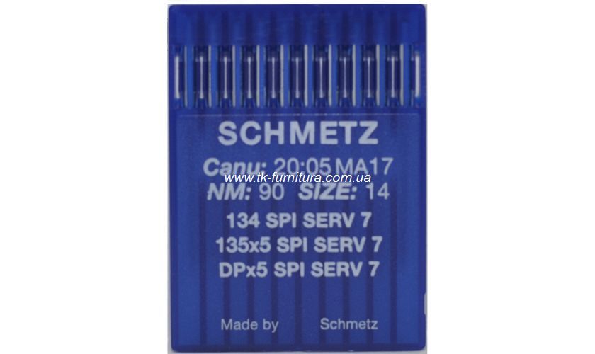 Голки універсальні № 90 -SPI SCHMETZ з товстою колбою, кругле гостре вістря №90 DPx5
