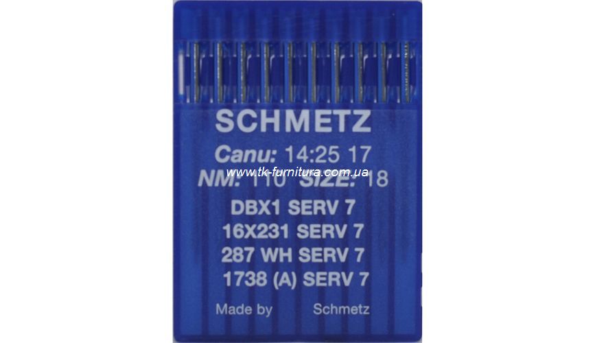 Голки універсальні №110 SCHMETZ з тонкою колбою, кругле стандартне вістря DBx1-SERV7
