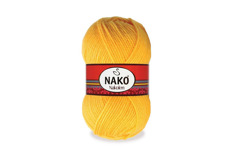 Пряжа NAKO Nakolen вовна 49%, акрил 51% оранжевий жовтий 210м(100гр) 03052