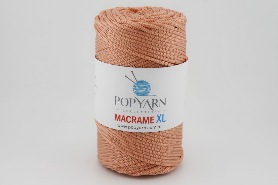 Пряжа POPYARN Macrame XL шнур поліпропілен 100% персиковий 125м(250гр) 479