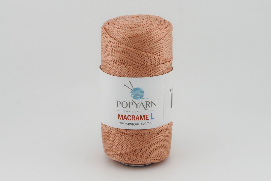 Пряжа POPYARN Macrame L шнур поліпропілен 100% персиковий 90м(100гр) 479