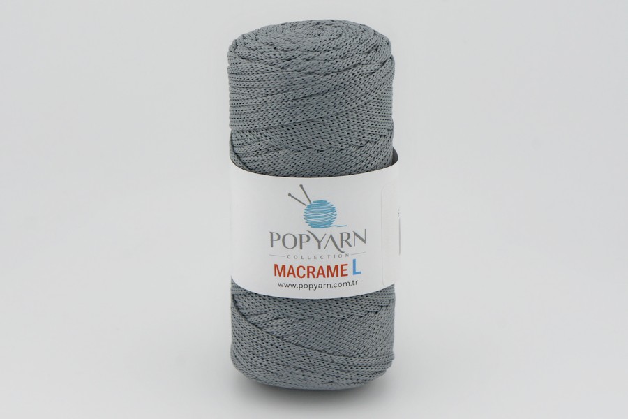 Пряжа POPYARN Macrame L шнур поліпропілен 100% сірий 90м(100гр) 446