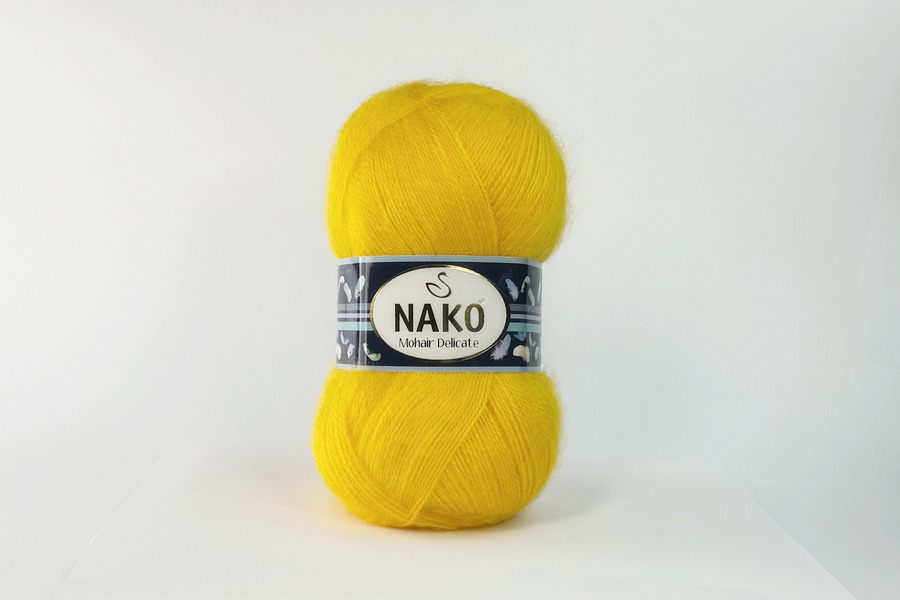 Пряжа NAKO Mohair Delikate вовна 10%, мохер 5%, акрил 85% оранжевий жовтий 500м(100гр) 06142