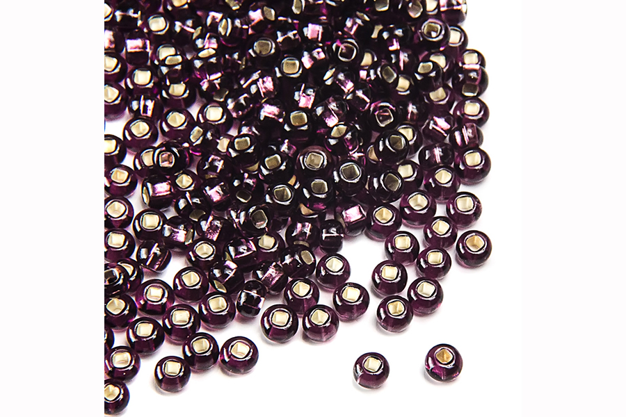 Бісер Preciosa 27060 №10 прозорий срібляста серединка фіолетовий сірий 2,3 мм