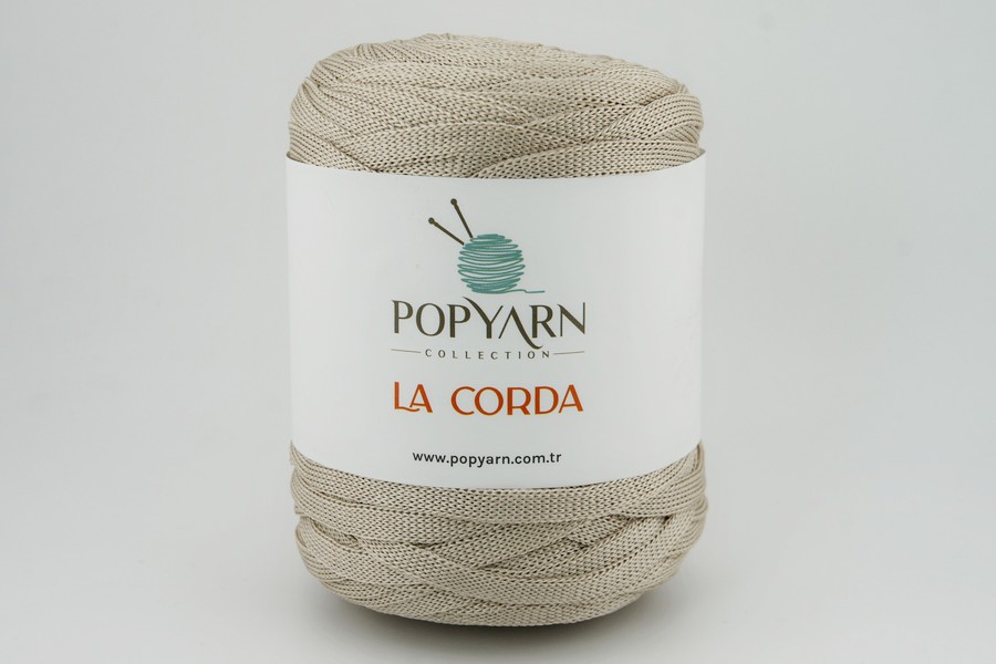 Пряжа POPYARN La Corda шнур поліестер 100% бежевий світлий 100м(250гр)