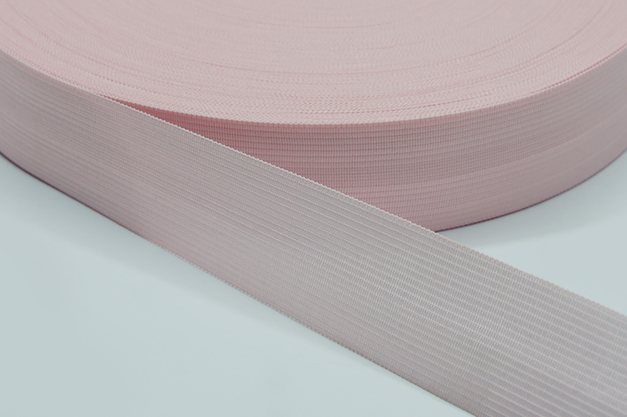 Тасьма 32 мм Лента в'язана рожевий світлий