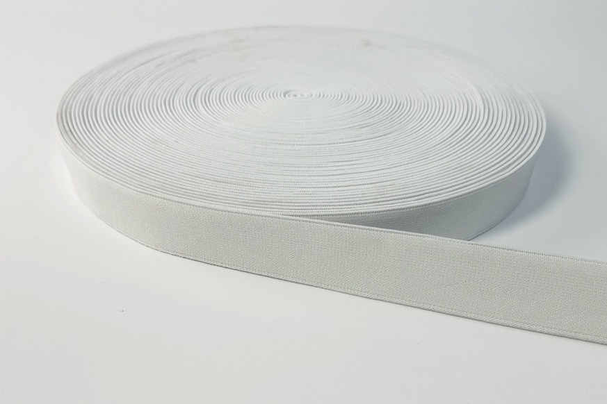 Тасьма еластична 30 мм жаккардова ткана білий