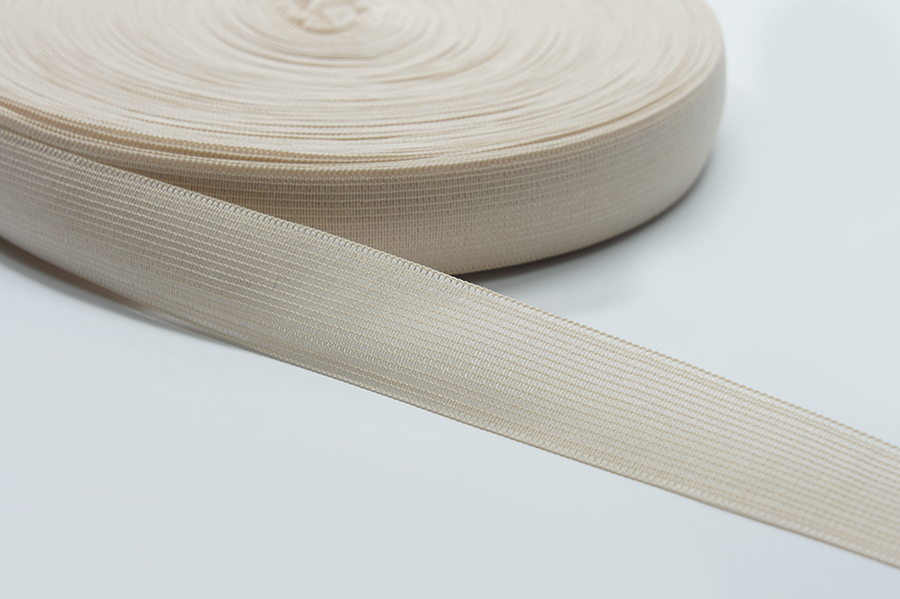 Тасьма 23 мм Лента в'язана рожевий молочний