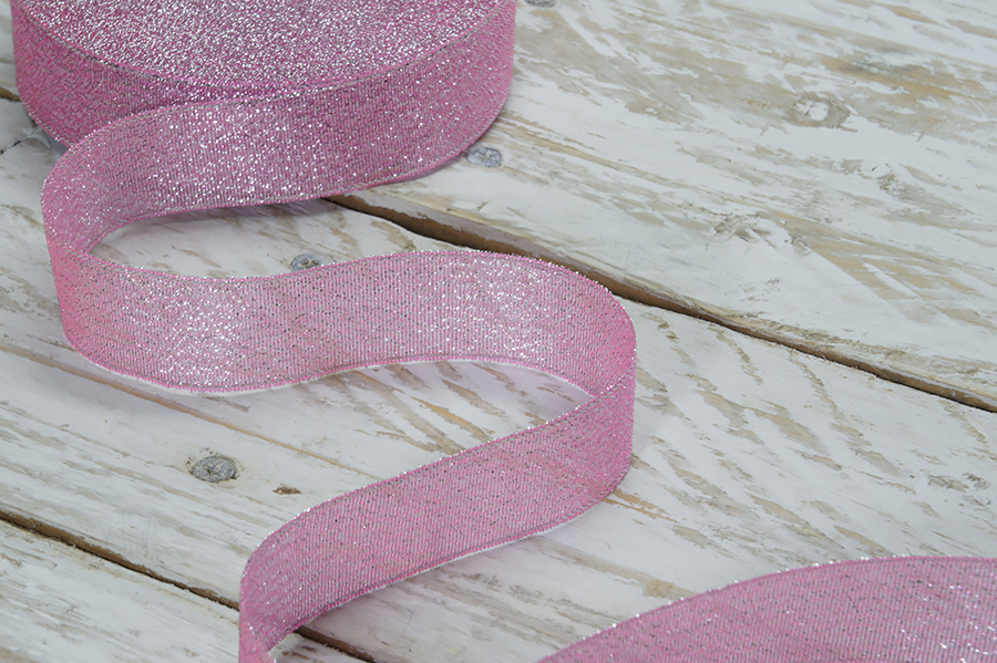 Стрічка люрекс 24 мм MH рожевий