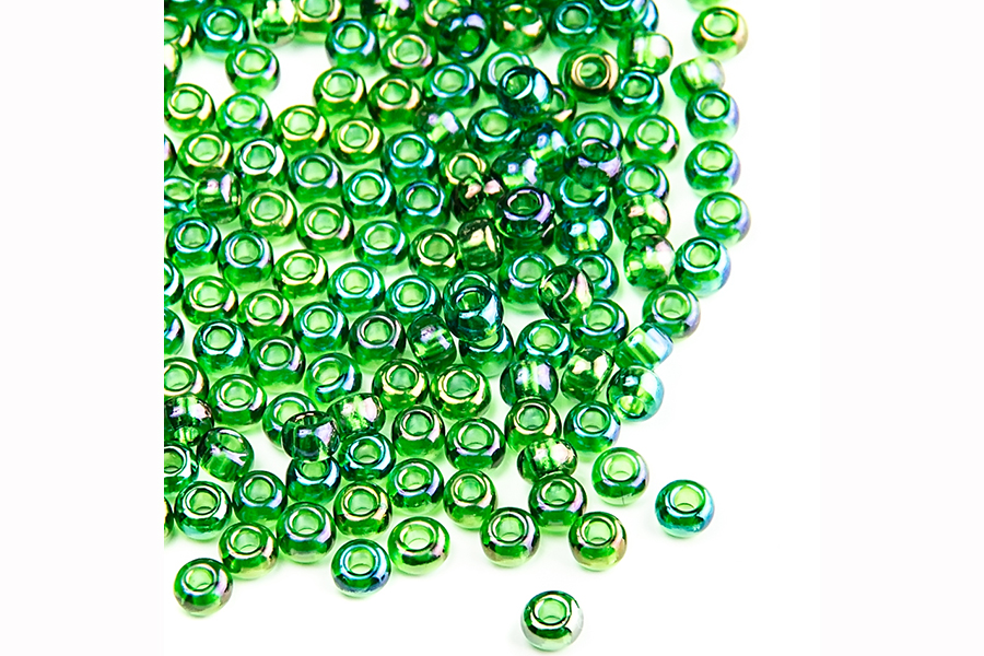 Бісер Preciosa 51120 №10 прозорий райдуга зелений 2,3 мм