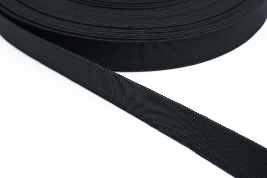 Тасьма еластична 25 мм щільна в'язана чорний