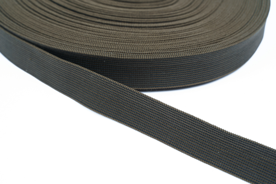 Тасьма еластична 25 мм щільна в'язана болотний темний