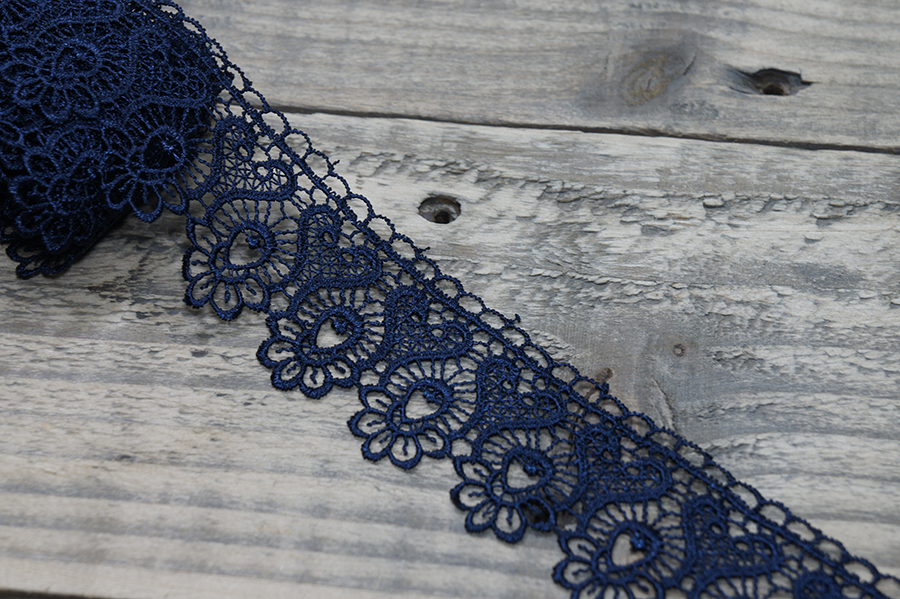 Мереживо гіпюр 45 мм Mertbutton синій темний