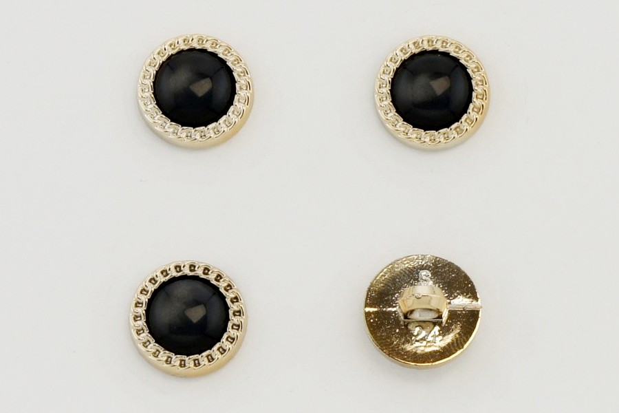 Гудзик на ніжці 15 мм Mertbutton металізований чорний КМ-16 KM-16-01-24-000/gold