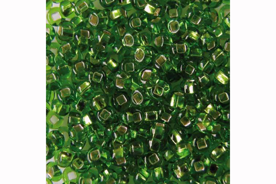 Бісер Preciosa 57430 №10 прозорий срібляста серединка зелений світлий 2,3 мм