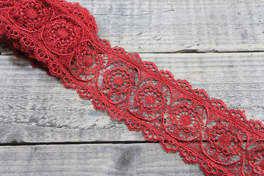 Мереживо гіпюр 110 мм Mertbutton червоний