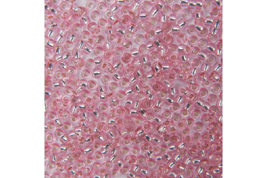 Бісер Preciosa 08273 №10 кришталь срібляста серединка рожевий світлий 2,3 мм