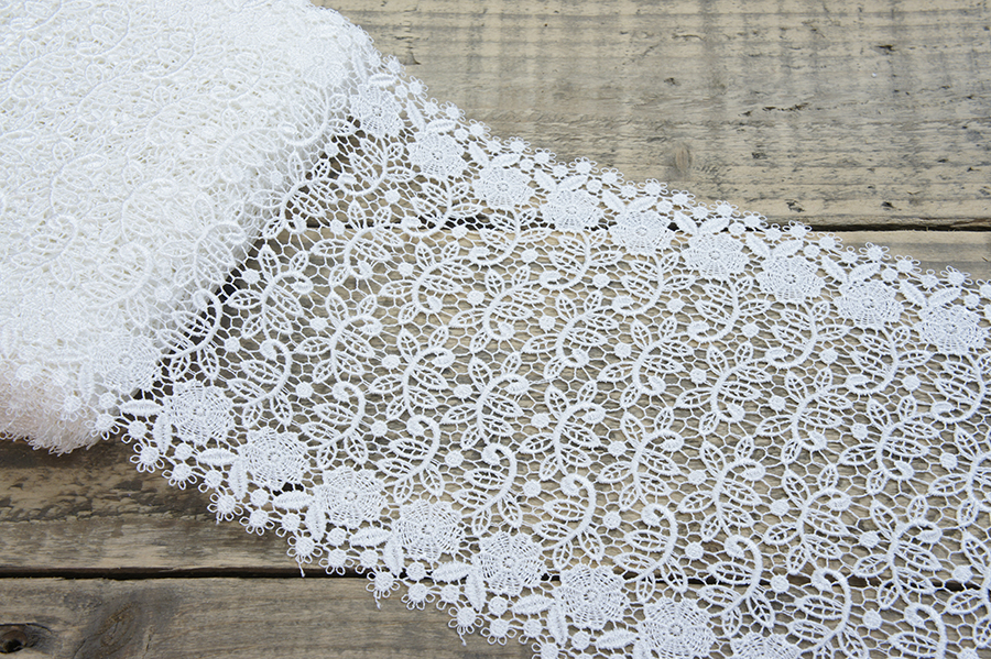 Мереживо гіпюр 145 мм SinemBro біло-молочний