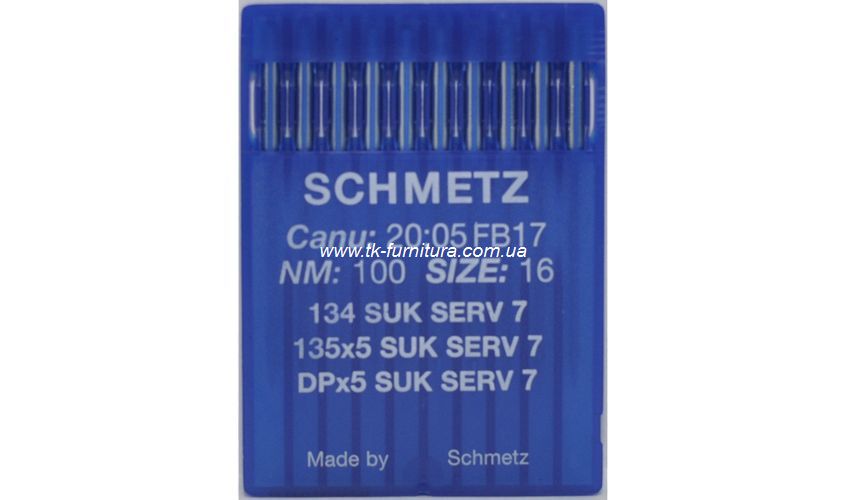 Голки універсальні №100 -SUK SCHMETZ з товстою колбою, сферичне тупе вістря DPx5