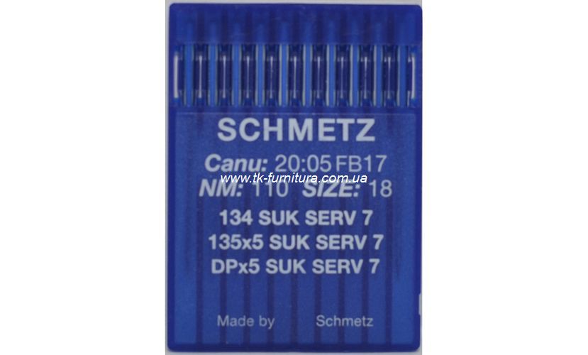 Голки універсальні №110 -SUK SCHMETZ з товстою колбою, сферичне тупе вістря DPx5