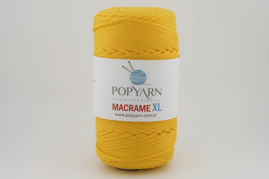 Пряжа POPYARN Macrame XL шнур поліпропілен 100% жовтий 125м(250гр) 418