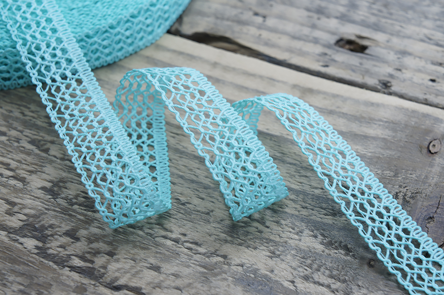 Мереживо бавовна 20 мм Лента м'ятний світлий