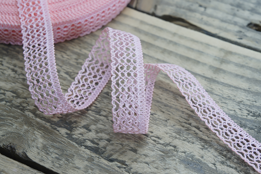 Мереживо бавовна 20 мм Лента рожевий світлий