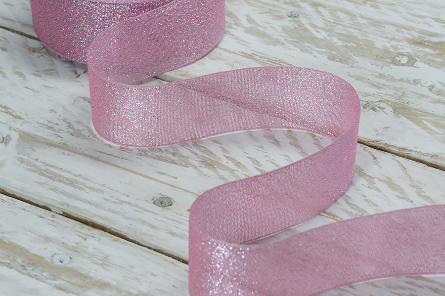 Стрічка люрекс 36 мм MH рожевий 6106-3015-36-3341/silver