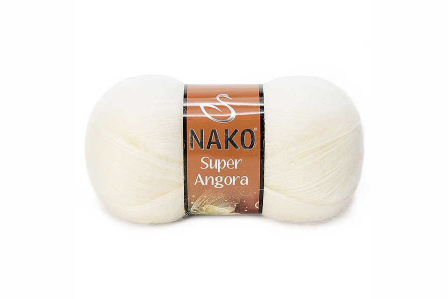 Пряжа NAKO Super Angora вовна 15%, мохер 10%, акрил 75% молочний яскравий 395м(100гр) 23403