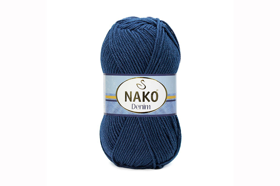 Пряжа NAKO Denim бавовна 60%, акрил 40% синій темний 200м(100гр)