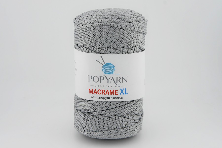 Пряжа POPYARN Macrame XL шнур поліпропілен 100% сірий 125м(250гр) 442
