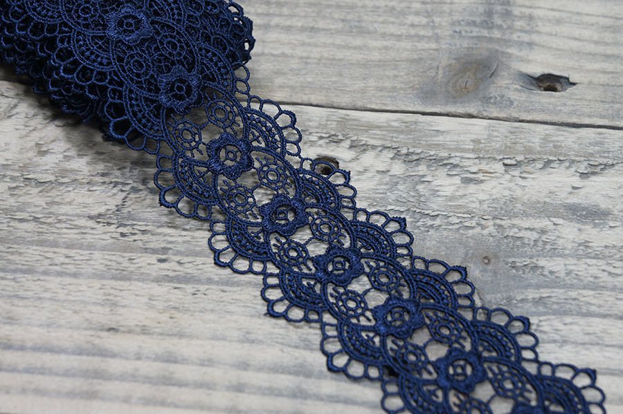 Мереживо гіпюр 55 мм SinemBro синій темний