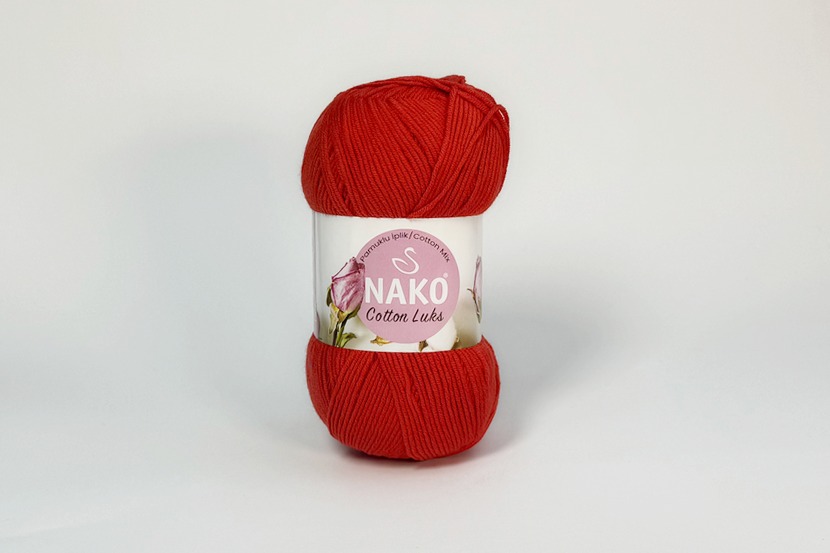 Пряжа NAKO Cotton Lux бавовна 60%, акрил 40% червоний 330м(100гр)
