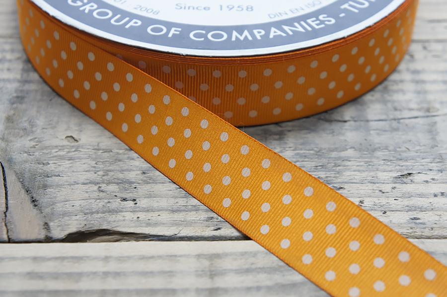 Тасьма 30 мм горошок оранжевий