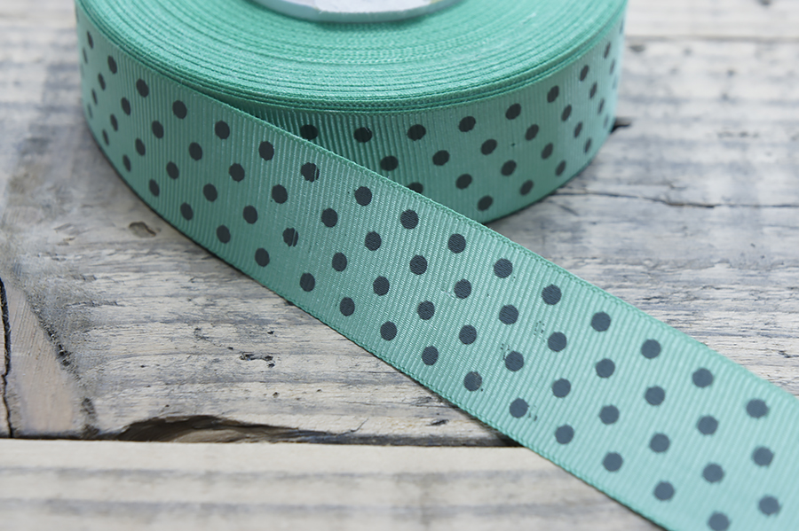 Тасьма 30 мм горошок м'ятний темний