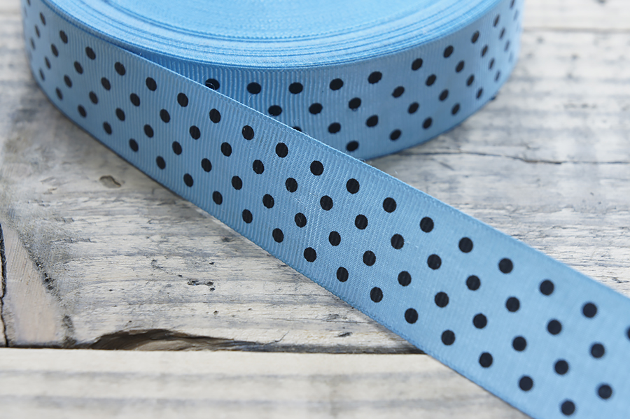Тасьма 30 мм горошок бірюзовий світлий