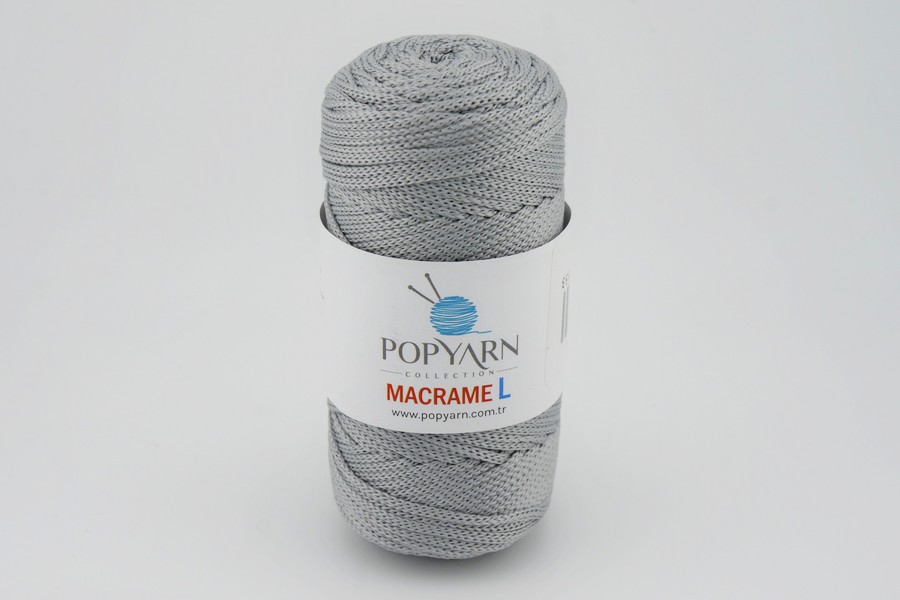 Пряжа POPYARN Macrame L шнур поліпропілен 100% сірий 90м(100гр) 442