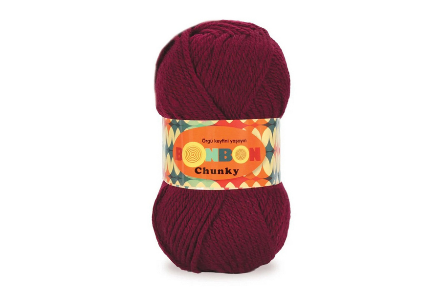 Пряжа NAKO Bonbon chunky акрил 100% вишневий темний 135м(100гр) 98220