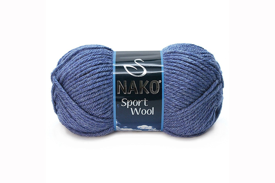 Пряжа NAKO Sport wool вовна 25%, акрил 75% синій темний 120м(100гр)