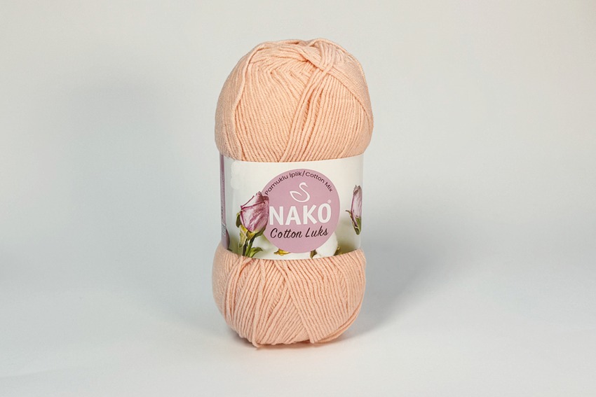 Пряжа NAKO Cotton Lux бавовна 60%, акрил 40% персиковий блідий 330м(100гр)