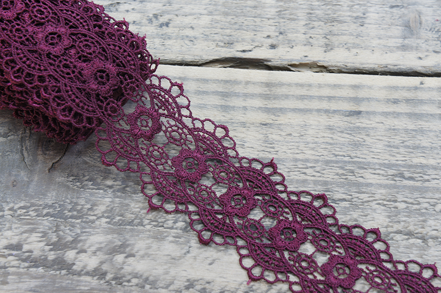 Мереживо гіпюр 55 мм SinemBro бордовий