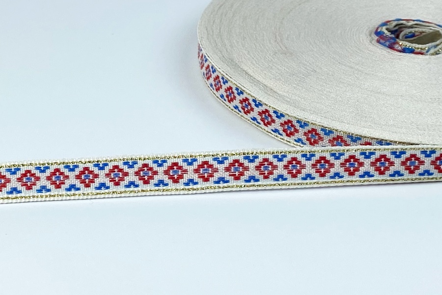 Тасьма 10 мм з люрексом білий 2В140-43-204/597з